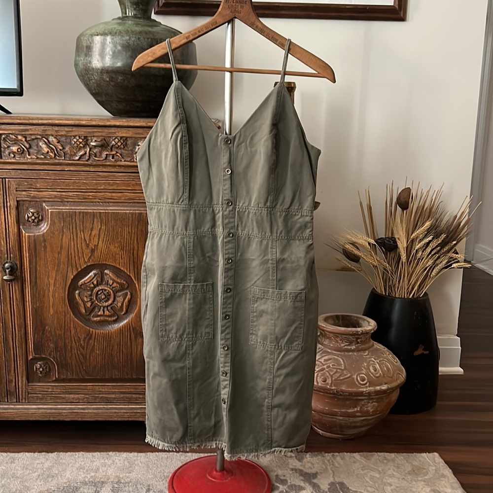 JOA Los Angeles Green Utility Dress